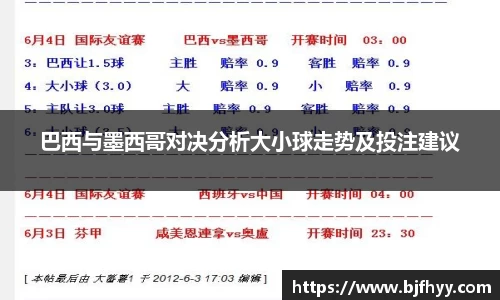 巴西与墨西哥对决分析大小球走势及投注建议